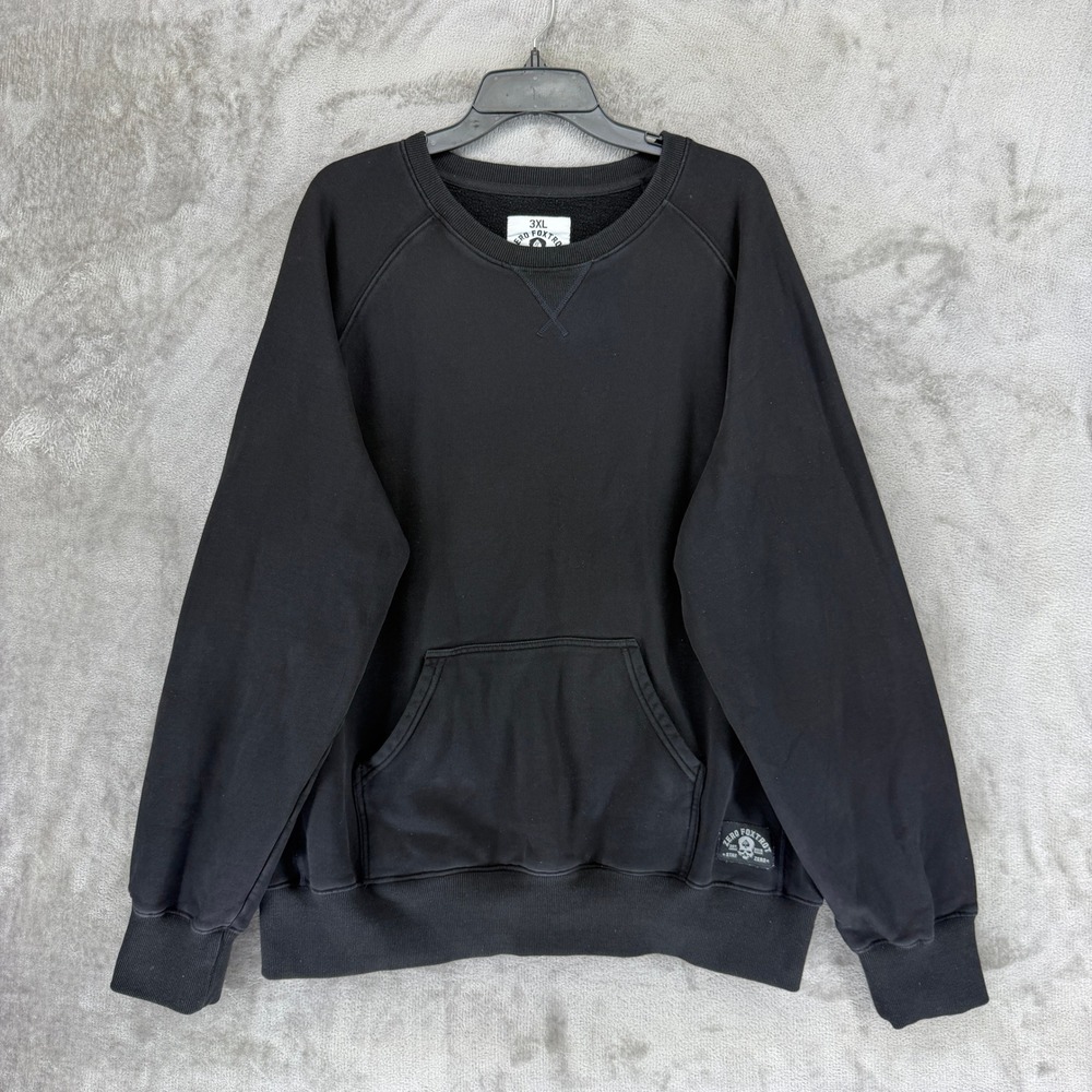Zero Foxtrot Mens 3XL Black Crewneck Sweatshirt Raglan Fleece Pullover Pocket